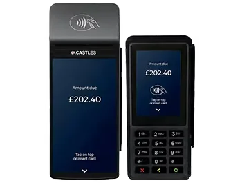 Countertop card terminal on a retail counter