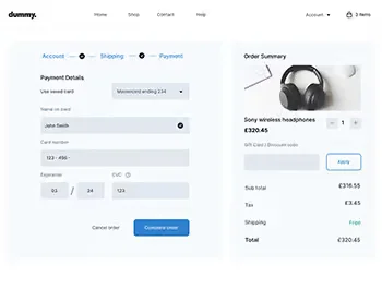Illustration of online checkout options for website payments