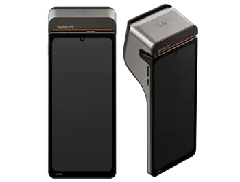 Portable mobile card terminal used at a market stall